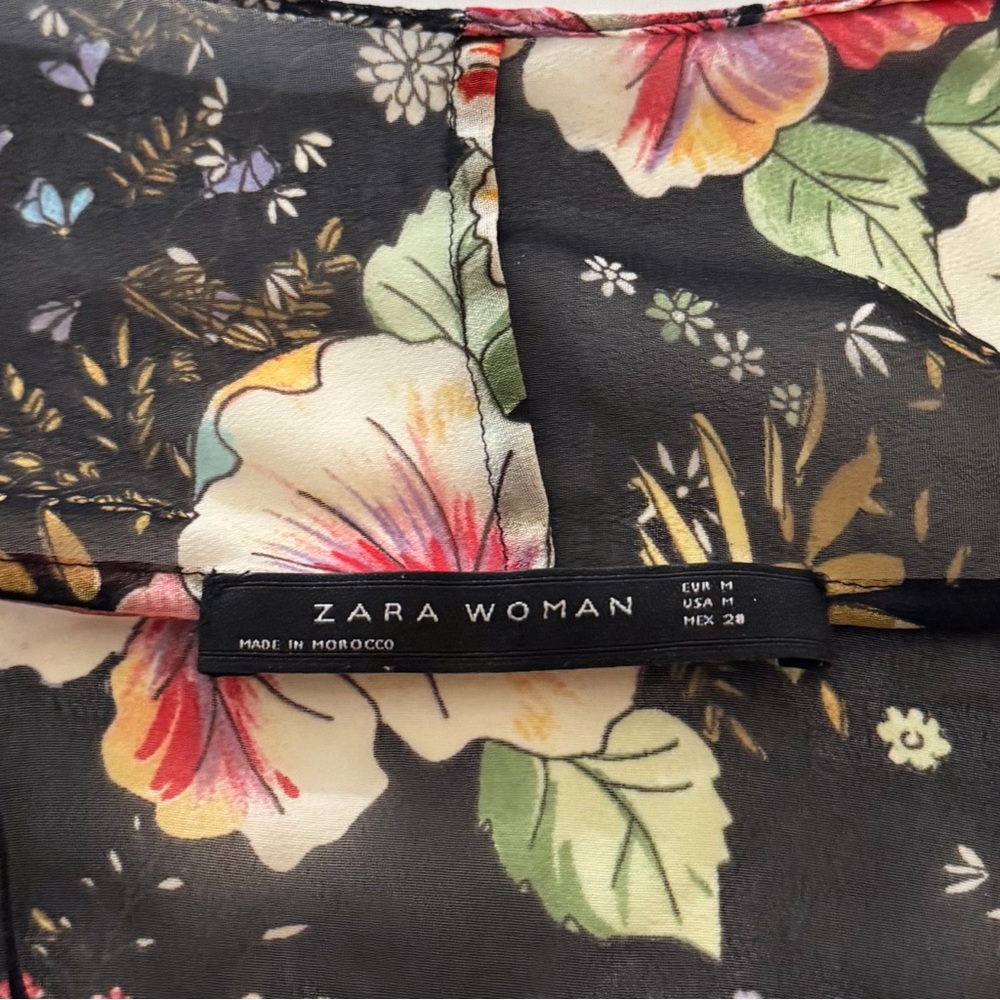 Zara Black Floral Sheer Kimono/Robe - Picture 5 of 6